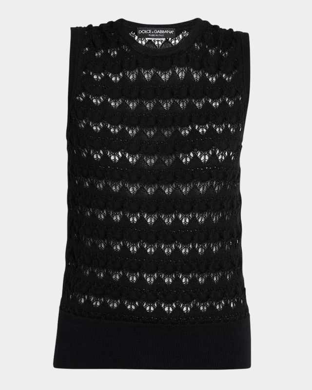 Chevron Open Lace Knit Tank Top